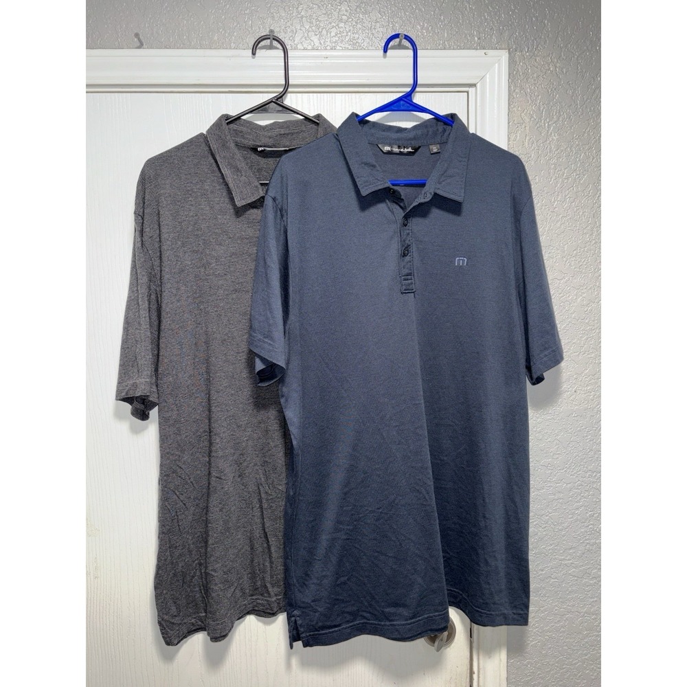 Travis Mathew Men's Performance Golf Polo Shirt Blue Gray‎ XXL Lot Of 2